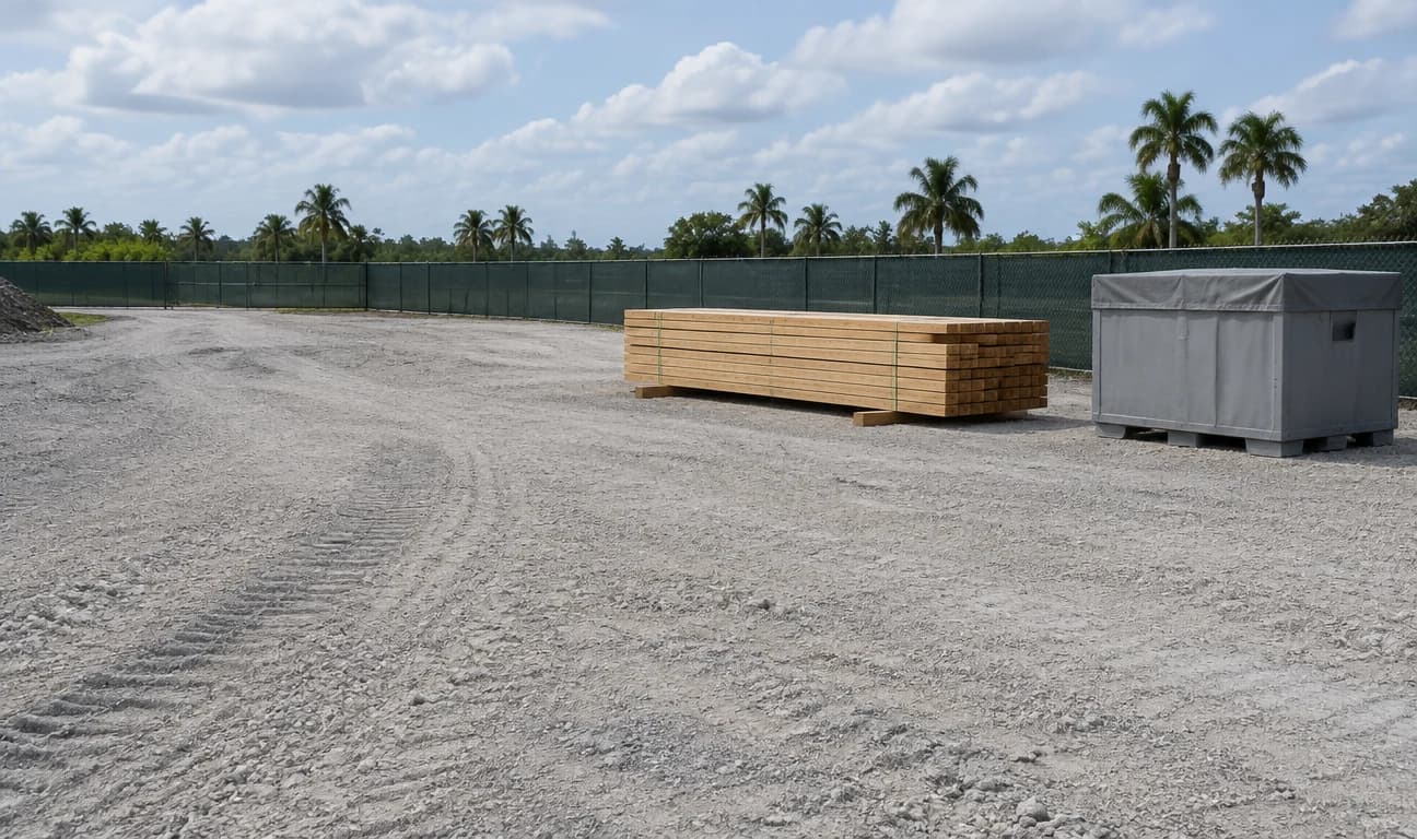 AI-generated concept of a cleared construction staging area